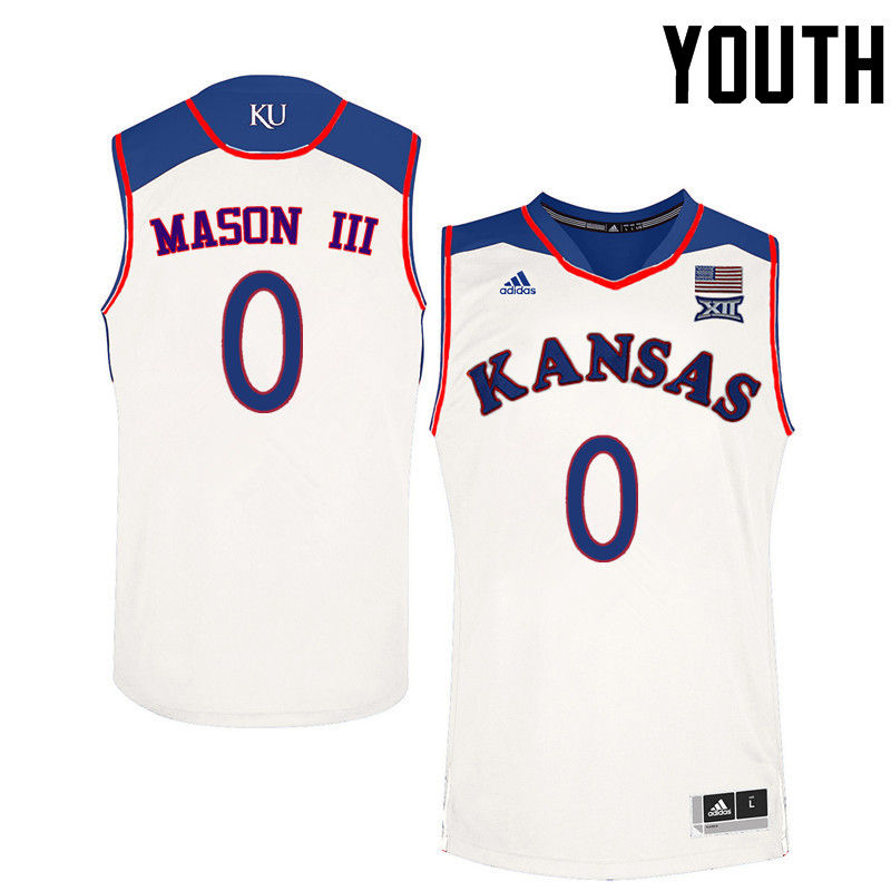 Youth Kansas Jayhawks #0 Frank Mason III College Basketball Jerseys-White